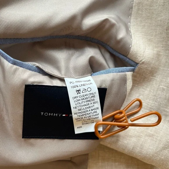 Tommy Hilfiger Tan Flax Linen Sport Coat with Notch Lapel - Picture 4 of 4